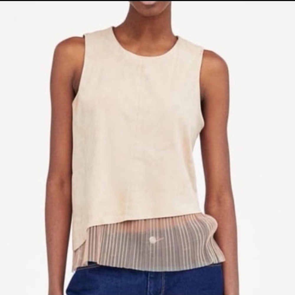 Zara Basics Suede Blush Rose Sleeveless Top